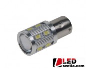 Autožárovka BAU15s, červená, 10-30V, 12SMD Samsung + 3W Osram