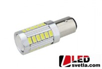 Autožárovka BAY15d, bílá, dvouvlákno, 12-24V, 33LED s krycí čočkou