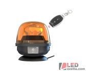LED AKU maják výstražný, oranžový, 130x140mm, dálkový ovladač, magnet