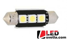 Autožárovka sufit, 36mm, bílá, 12V, 3x5050SMD, s chladičem