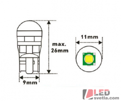 Autožárovka T10, bílá, 12V, CREE 5W, s čočkou