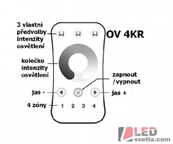 Ovladač pro LED pásky Dimm 4KR,  RF 4 kanálový