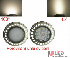 Žárovka G53, AR111, 12V, 15W, 45° nebo 100°, WW (teplá bílá)