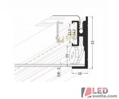 Profil hliníkový AMBI12 - stříbrný mat, elox, 33x10x2000mm, 18W/m