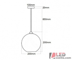 Svítidlo s paticí E27, GLASS, max. 60W/230V, 200x850mm