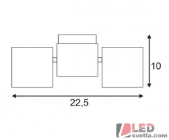 Svítidlo stropní, s paticí GU10, max. 2x50W, 225x100mm stříbrnošedá/černá