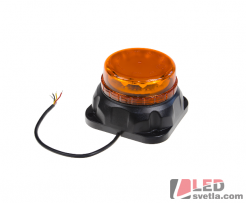 LED maják, oranžový, 12-24V, 129x129x87mm, 12x3W, zvuková signalizace, na držák