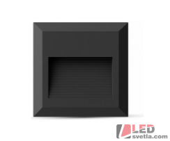 LED světlo orientační Steplight, černé, 2W, čtverec 124x124x27mm, PW (neutrální bílá)