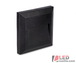 LED světlo orientační Steplight, černé, 2W, čtverec 124x124x27mm, PW (neutrální bílá)