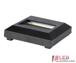 LED světlo orientační Steplight, černé, 2W, čtverec 124x124x27mm, PW (neutrální bílá)