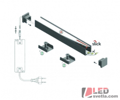 Profil hliníkový SMART10 černý, 12x12x2000mm, 15W/m