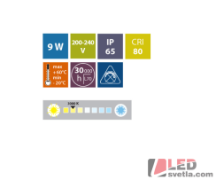 LED světlo nástěnné CORONA H, 9W, IP65, 71x106x206mm, černé, WW (teplá bílá)