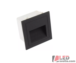 LED světlo LOPEN B, orientační, vestavné, černé, 3W, 90x90x50mm, PW (neutrální bílá)