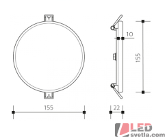 Svítidlo kulaté 155mm, 12W, 1200lm, IP66, PW (neutrální bílá)