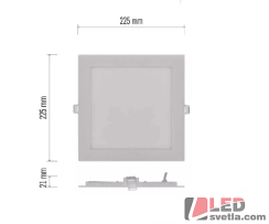 Svítidlo čtverec 225mm, NEXXO, bílé, 18W, 1600lm, PW (neutrální bílá)