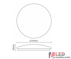 Svítidlo kulaté, hladké, 375mm, 24W, 1800lm, IP20, PW (neutrální bílá)