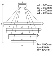 Svítidlo 135W CCT dim + DO 80-60-40-20cm